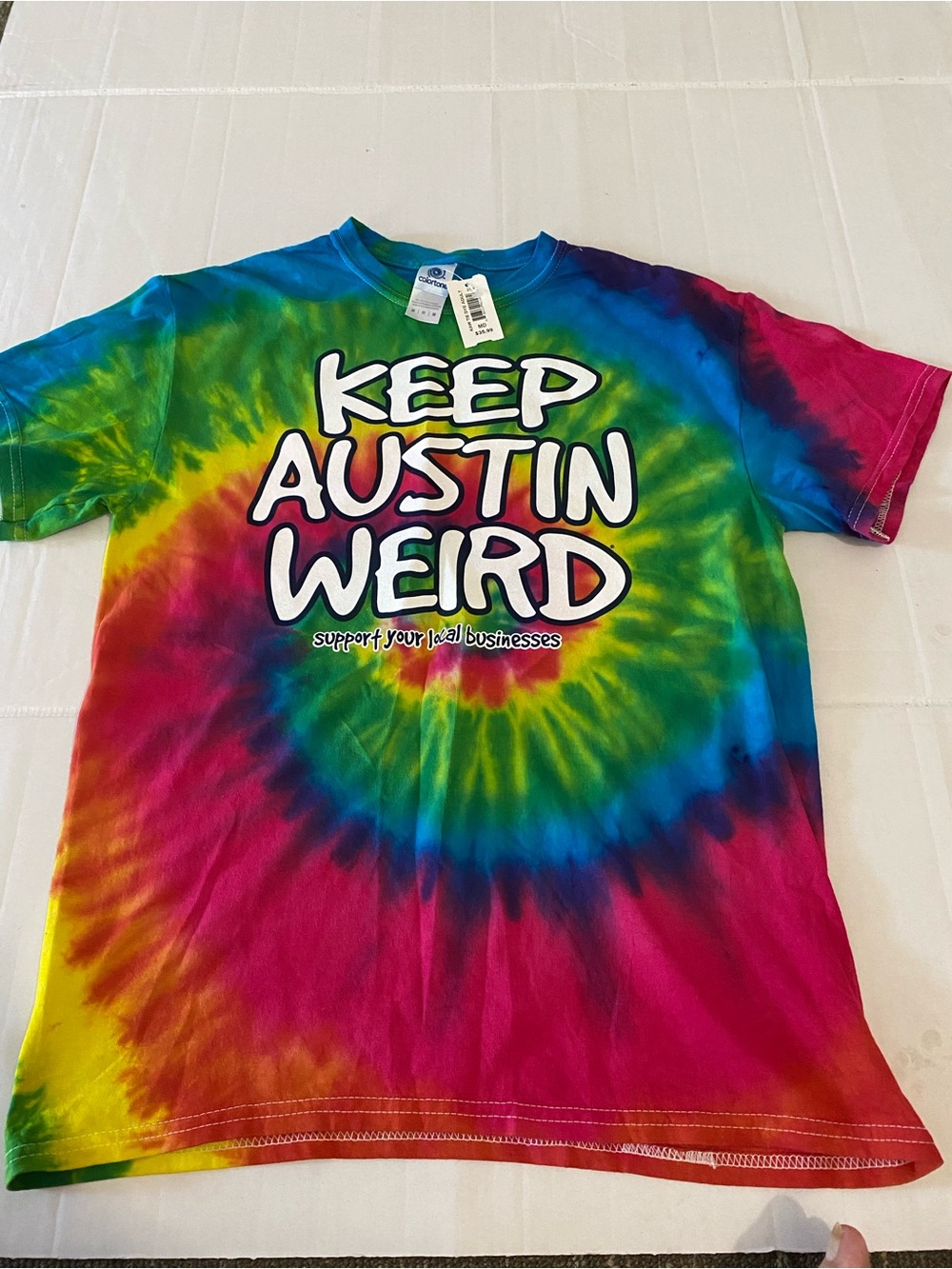 Keep Austin Weird Tie-Dye Mens Multicolor Medium NWT